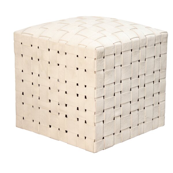 Woven leather deals ottoman cube